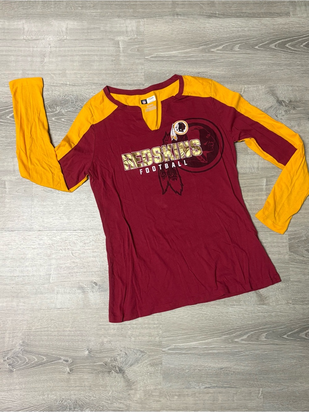 NFL Burgundy & Gold Long Sleeve Redskins Football Tee